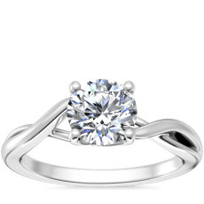 NEW Twist Solitaire Plus Diamond Engagement Ring in 18k White Gold